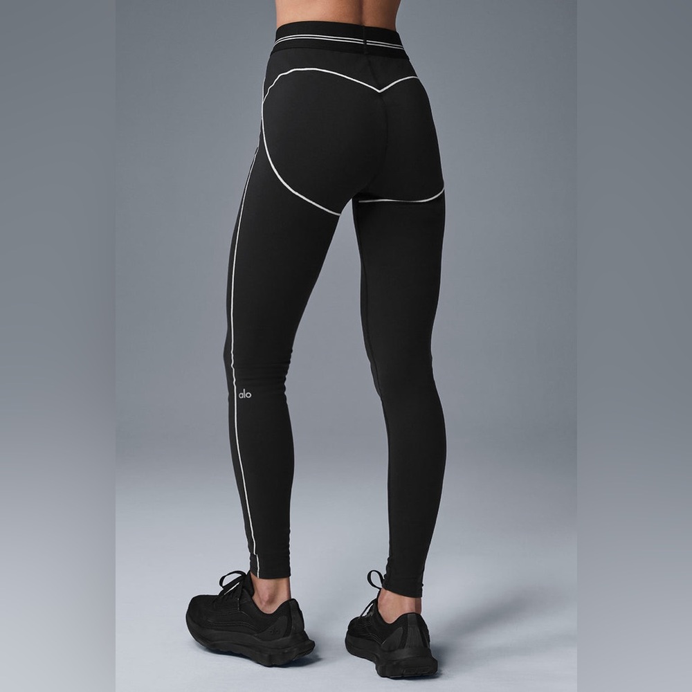 ALO Yoga Airbrush High-Waist Heart Throb Legging black sporty new size small